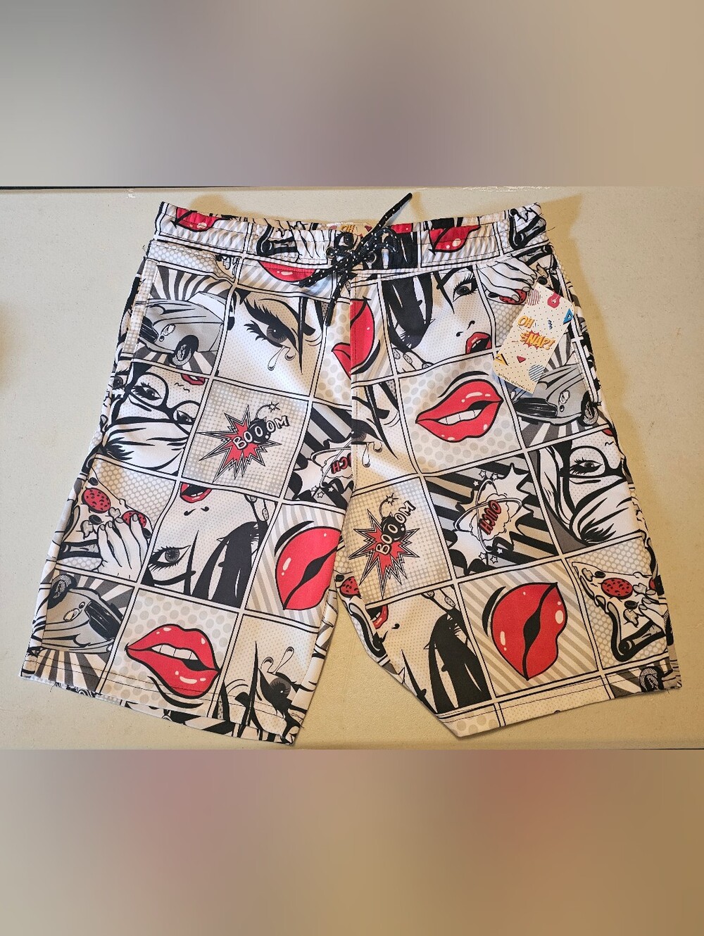 Drill Clothing Co. Men's “Oh Snap!” Comic Pop Art Graphic Shorts NWT Size Large